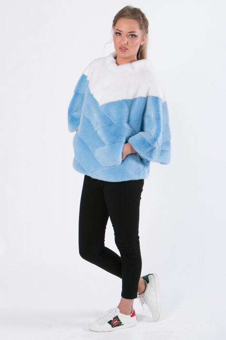 картинка Жакет норка голубой с белым от магазина Панда