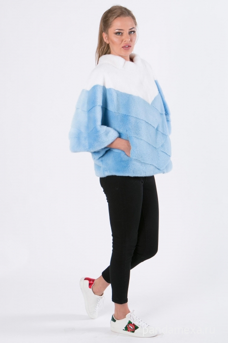 картинка Жакет норка голубой с белым от магазина Панда